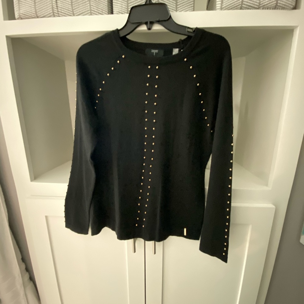 Tahari Black Studded Sweater